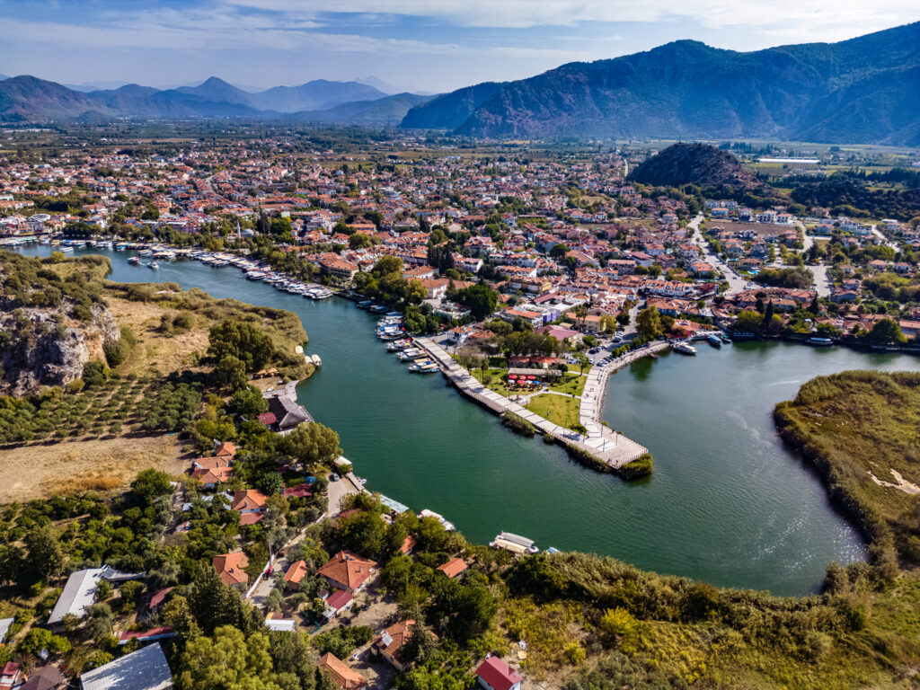 Aerial view of Dalyan in Mugla Province, Turkey